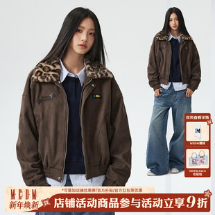 复古男女宽松拉链外套秋 可拆卸领麂皮休闲翻领夹克美式 MEDM 新款