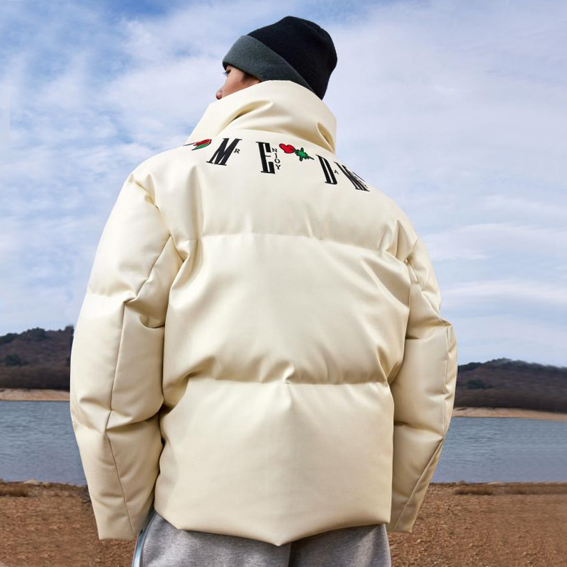 MEDM刺绣PU皮羽绒服冬款