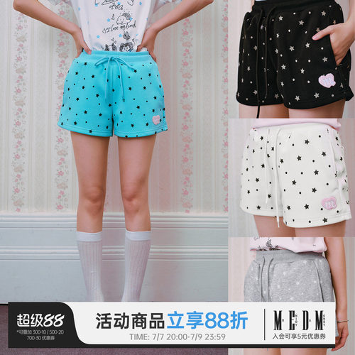 MEDM 星星波点抽绳五分短裤夏美式复古可爱风宽松显瘦休闲短裤女
