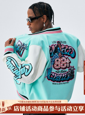 MEDMx88RISING美人鱼椰树林棒球服女美式潮牌宽松休闲外套男春秋