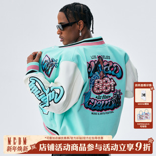 MEDMx88RISING美人鱼椰树林棒球服女美式 潮牌宽松休闲外套男春秋