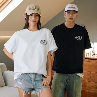 MEDM 圆领T恤衫 夏季 国潮牌tee 花卉牙刷刺绣字母休闲上衣男女短袖