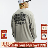 T恤美式 MEDM 华夫格铁链与玫瑰华夫格印花logo休闲长袖 街头上衣男