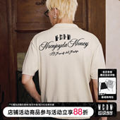 T恤男 松弛感翻领半袖 MEDM三色刺绣字母手写字体休闲polo短袖 新品