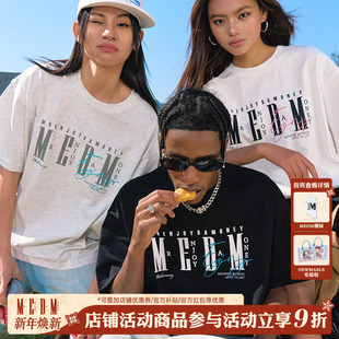 复古休闲圆领上衣女潮牌夏季 男美式 T恤 短袖 MEDM25SS基础logo排版