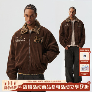 复古保暖夹克外套 休闲棉衣棉服男女美式 MEDM 豹纹毛领灯芯绒美式
