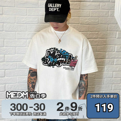 印花夏季宽松刺绣短袖T恤MEDM