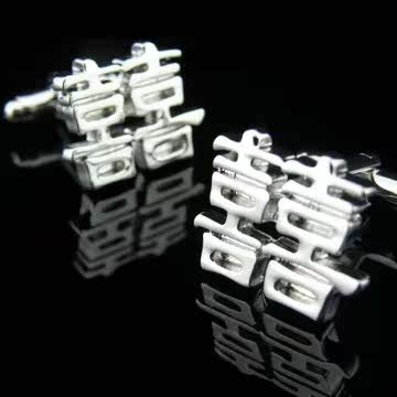 婚庆特供【正品】德西 金色双喜袖扣幸福发财袖钉男法式衬衫