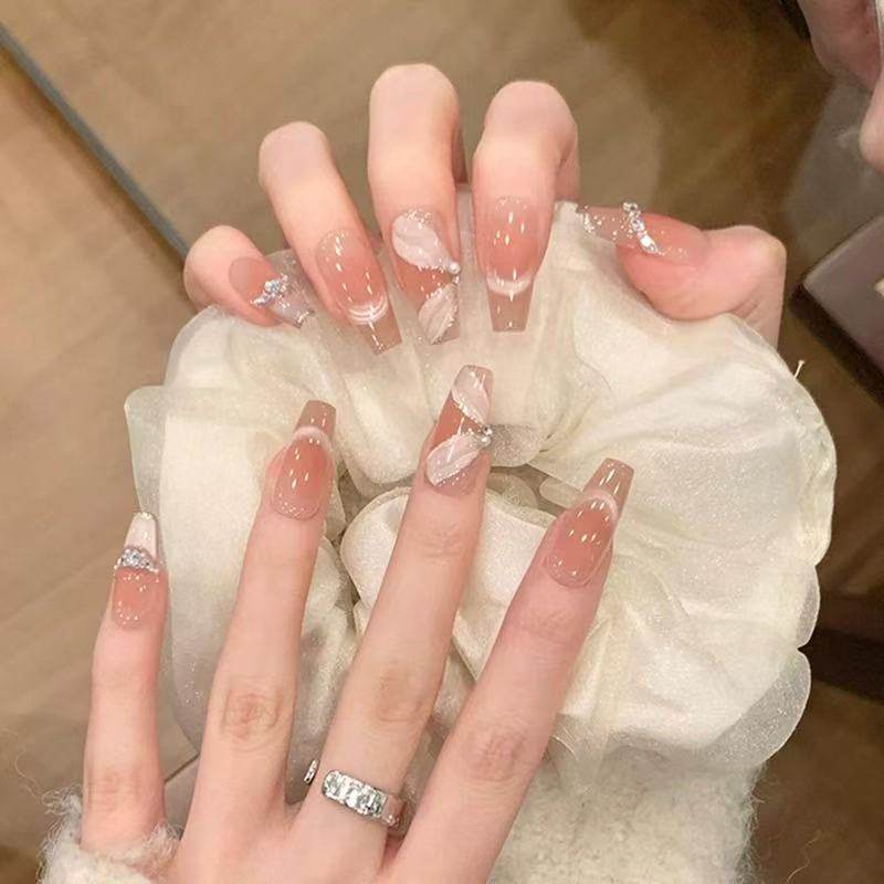 高品质羽毛法式猫眼气质温柔纯欲风显白纯手工穿戴甲气千金甲片,彩妆/香水/美妆工具,穿戴甲/甲片,淘宝优惠券,粉丝福利购,淘宝优惠卷