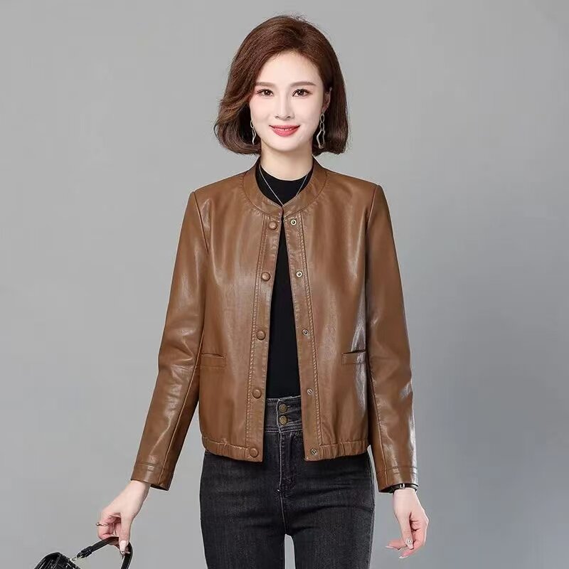 海宁真皮皮衣女短款2025春秋季