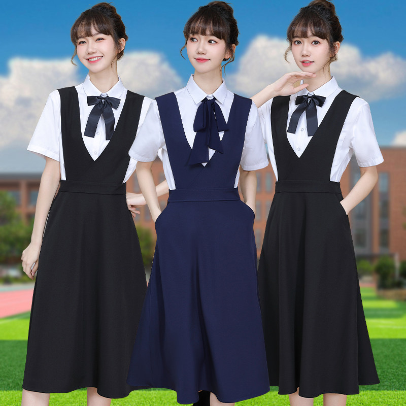 短袖背带裙工作服套装