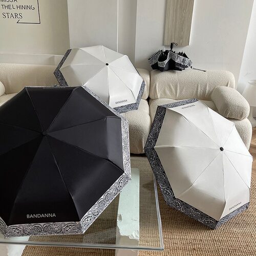 高级感腰果花雨伞女防晒自动太阳伞晴雨两用折叠黑胶遮阳伞包邮