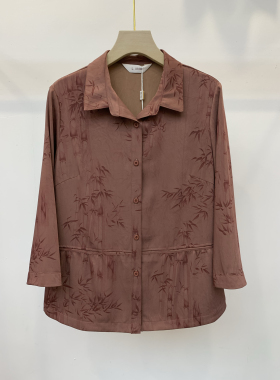 Q25029新款翻领中老年女装春装妈妈装上衣老太太高端国风衬秋之歌