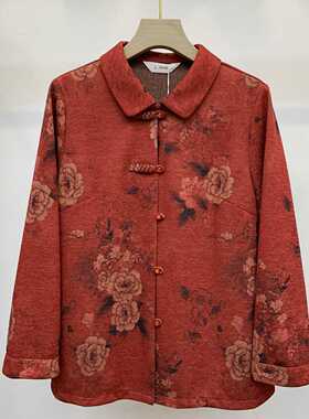 Q24070长袖衬衣厚款衬衫中老人衣服中老年女装60岁70妈妈秋装小衫