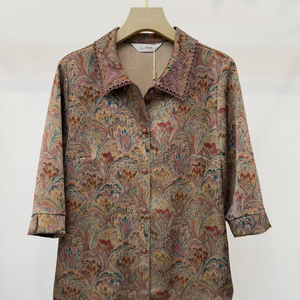 Q35027夏装女衬衫短袖奶奶套装中国风老人衣服中老年妈妈秋之歌
