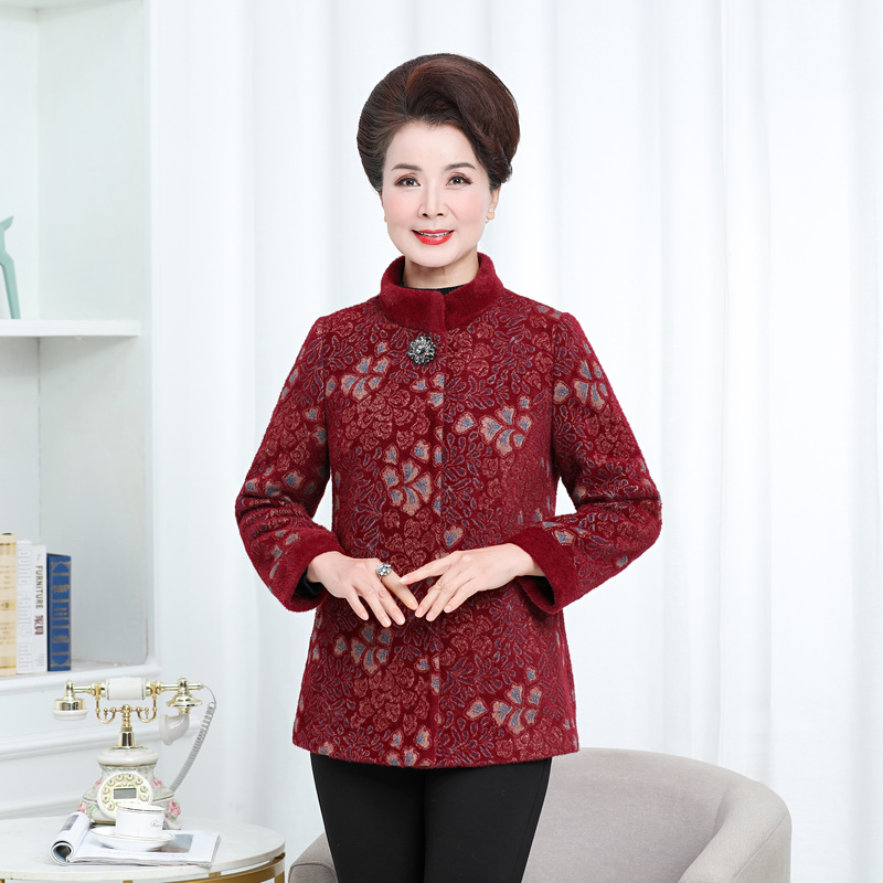 秋之歌Q72012冬装水貂绒外套老年妈妈秋冬呢子上衣老太太唐装衣服