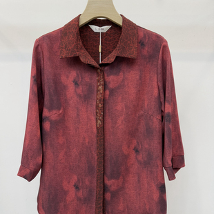 Q35094中老年T恤女七分袖翻领衬衫2025新款洋气妈妈夏装秋之歌