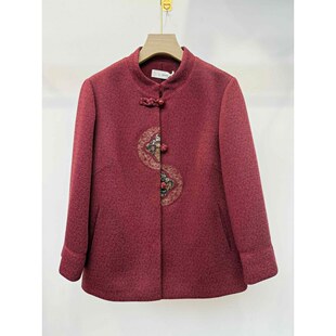 Q65025中老年女春秋款毛呢外套2025新款奶奶春装老人衣服妈妈上衣