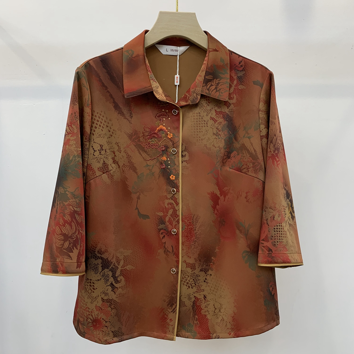 Q35008中老年人春秋装女老人薄款衬衫奶奶长袖上衣老太太衬衣开衫