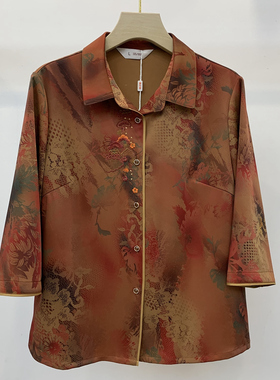 Q35008中老年人春秋装女老人薄款衬衫奶奶长袖上衣老太太衬衣开衫