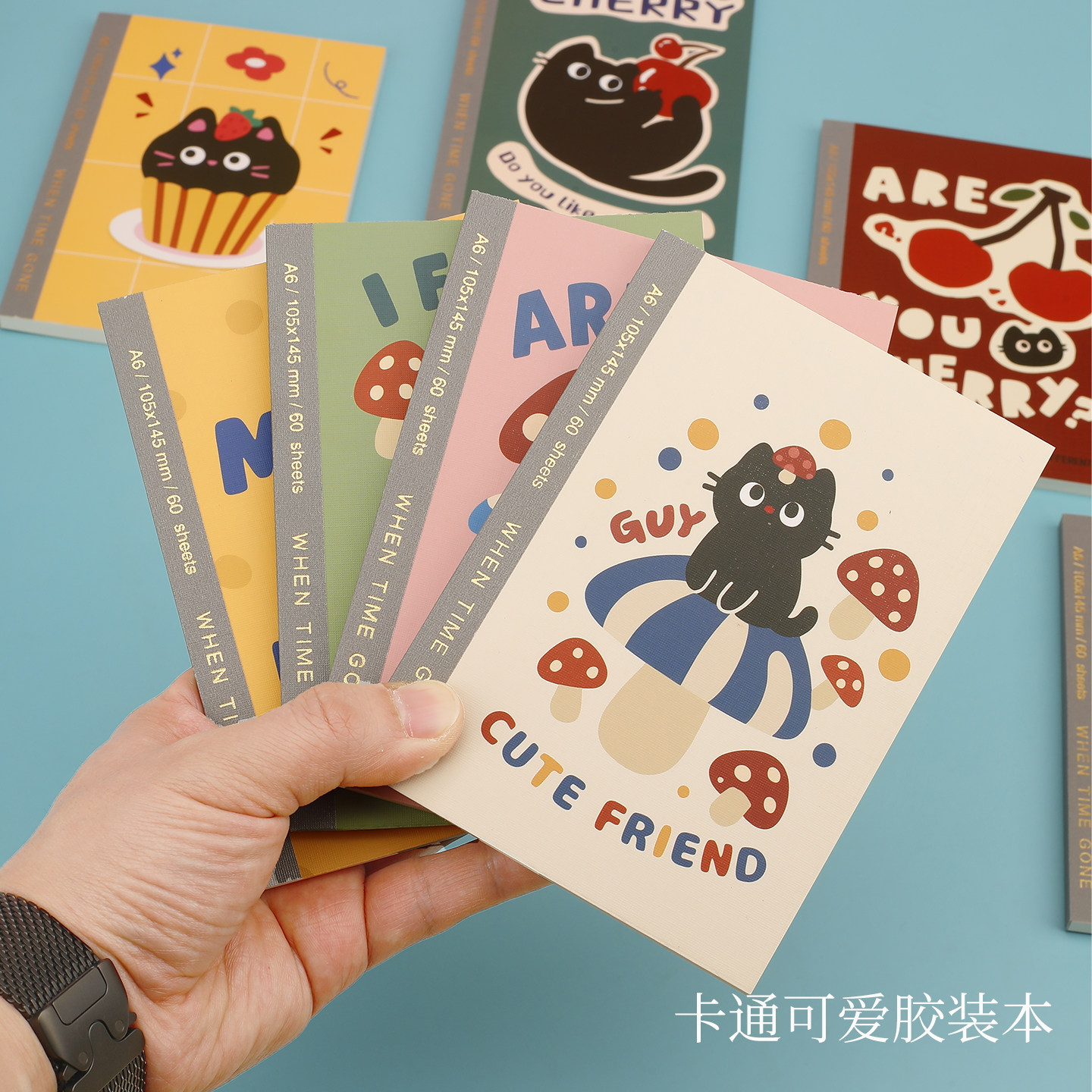 迷你小本子随身携带便携式小号a6胶装本笔记口袋本原创插画记事横线加厚儿童可爱卡通a7豆豆记背单词备忘录
