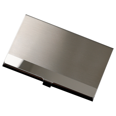 加厚拉丝白钢手推式可定制名片夹