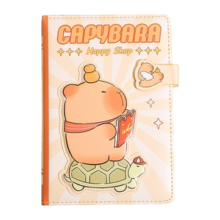金谷卡皮巴拉豚门笔记本本子手账本日记磁扣手帐本彩页加厚高颜值记事本小本子小学生文具女生可爱少女心礼物