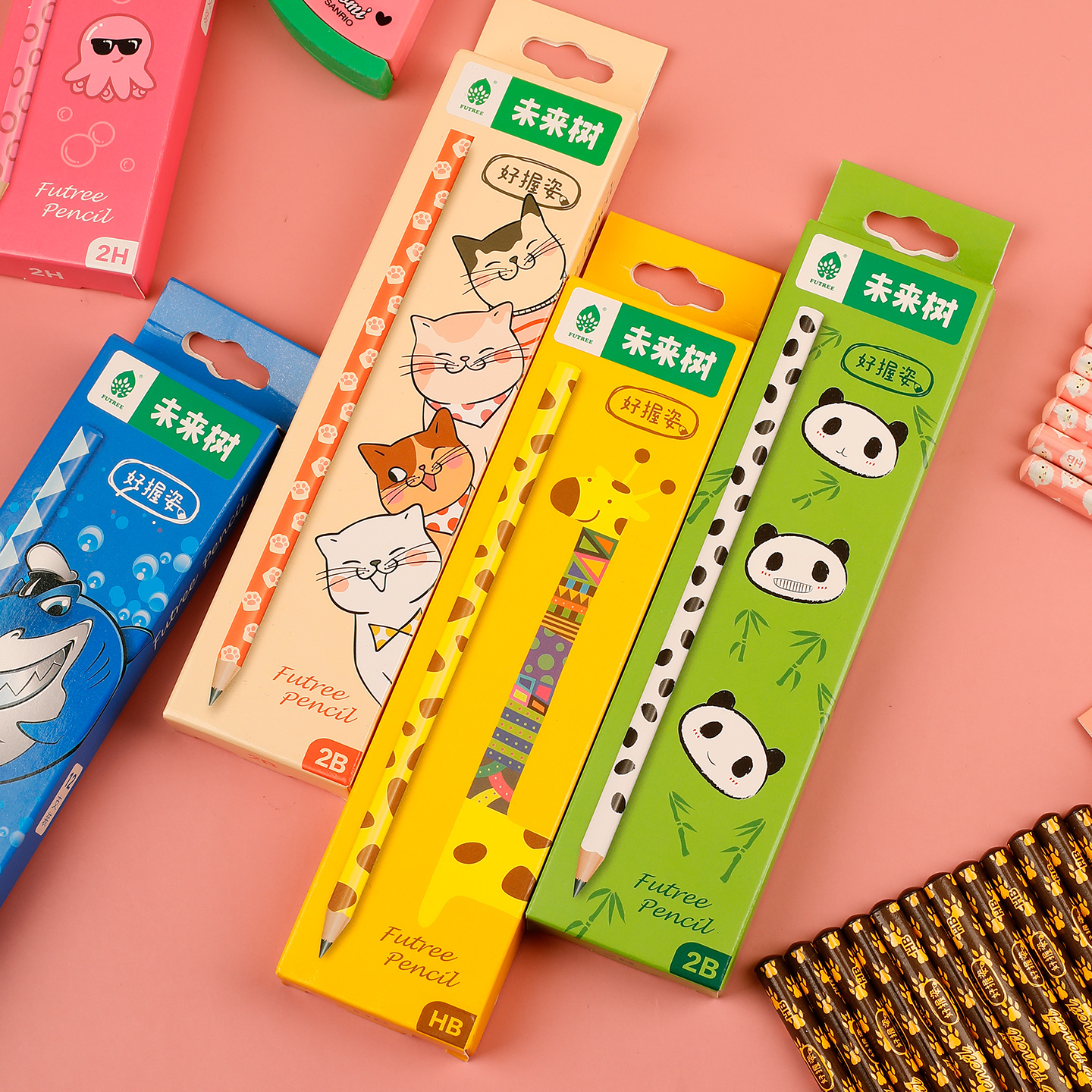 卡通动物2b铅笔小学生儿童专用