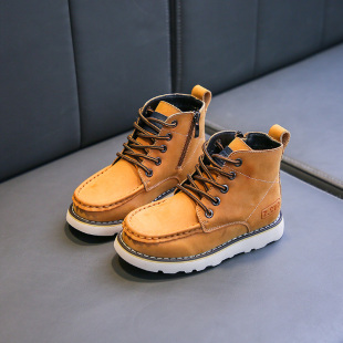 男童马丁靴真皮单靴夏款 英伦风儿童短靴洞洞小黄靴 镂空2024年新款