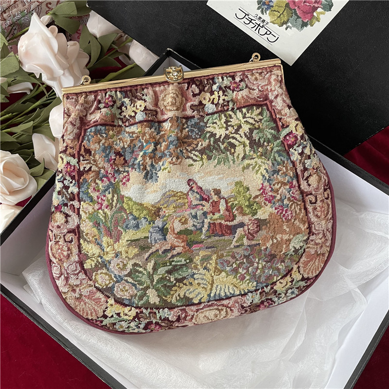 日本奢牌久家道子手工纳纱包晚宴包单肩斜挎包中古包