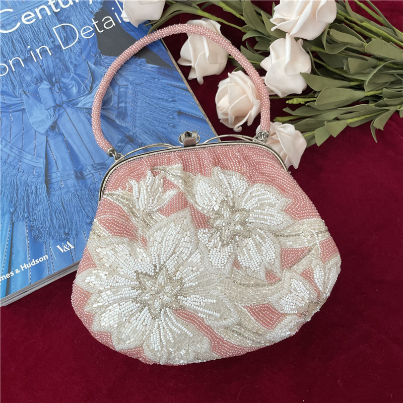 日本制手工串珠包晚宴包手拎包vintage珠绣中古包