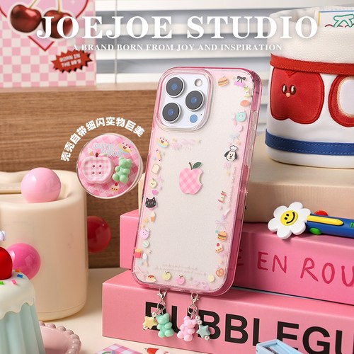 JOEJOE原创缤纷苹果适用苹果17Pro亮面手机壳iPhone17pro max双层16Pro保护壳15高级感14保护套13透明闪粉