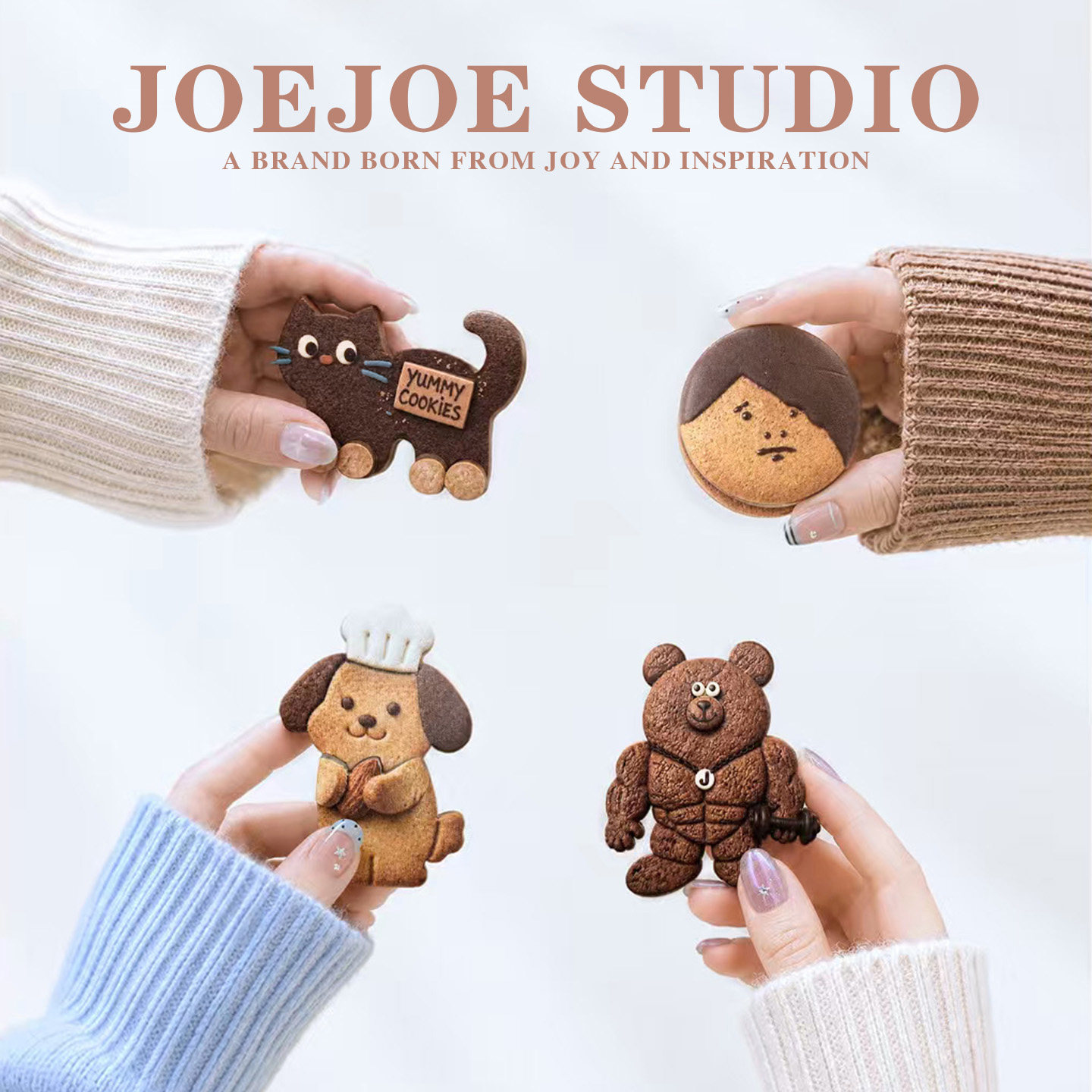 JoeJoe原创肌肉熊曲奇发饰组合可爱刘海侧边夹发夹少女风多巴胺