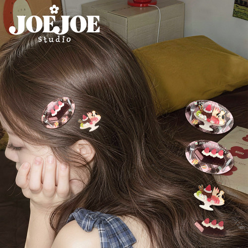 JoeJoe原创草莓Chocolate发饰组合可爱刘海侧边夹发夹少女风甜品