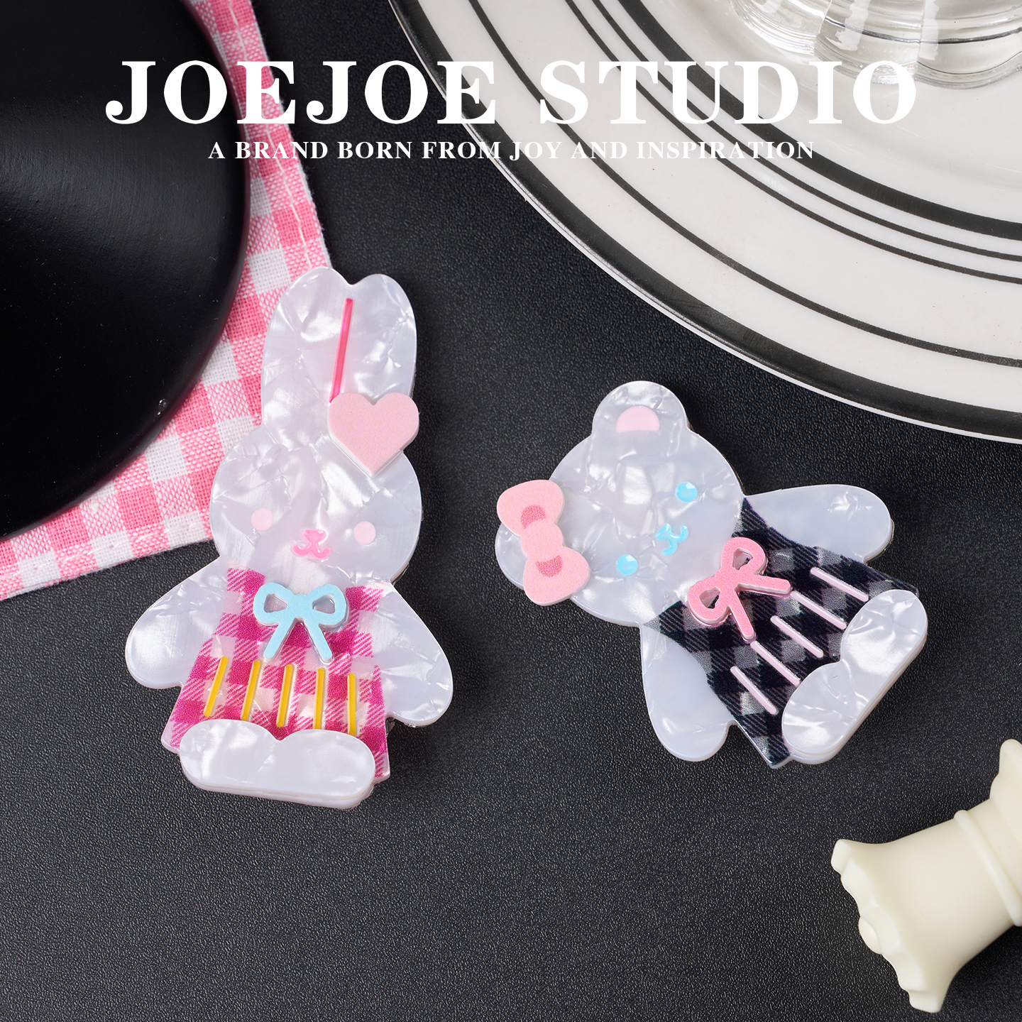 JoeJoe原创贝贝兔贝贝熊发饰组合可爱刘海侧边夹发夹少女风多巴胺