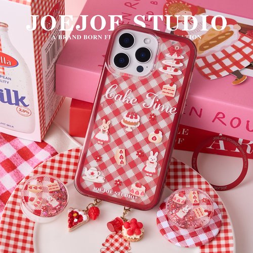 JOEJOE原创兔子女仆适用Apple17Pro苹果iphone17proMax亮面格纹红色手机壳16Pro新款15磁吸支架保护壳14/13