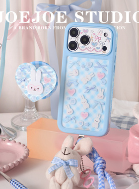 JOEJOE原创眼镜兔适用Apple17Pro苹果iphone17proMax手机壳16Pro新款女15磁吸支架保护壳14/14手机套格纹可爱