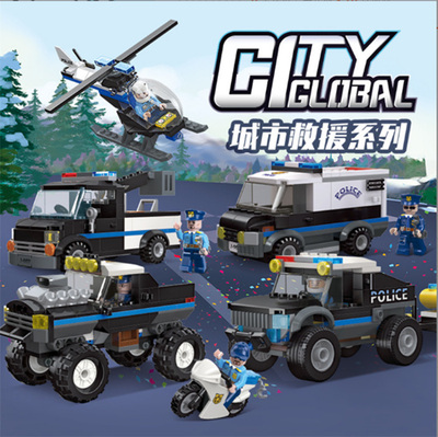 城市救援警车直升机气垫船拼装