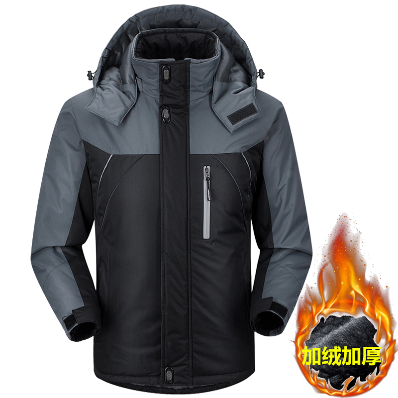 男士冲锋棉服大码棉衣男装冬季加绒加厚棉袄外套防寒衣工作服冬天
