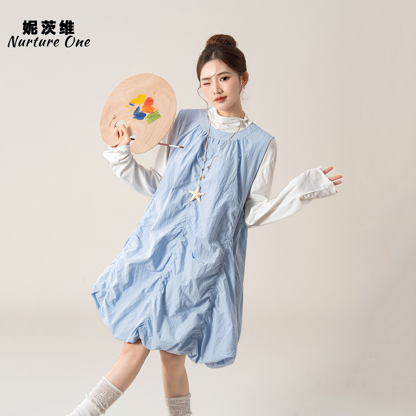 妮茨维【1.31 20:00春季新品】前4小时6折 限50件！奶蓝软裙,女装/女士精品,连衣裙,淘宝优惠券,粉丝福利购,淘宝优惠卷