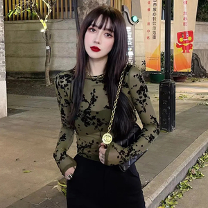 长袖打底衫2023年秋季新款T恤女装时尚性感内搭洋气减龄辣妹上衣
