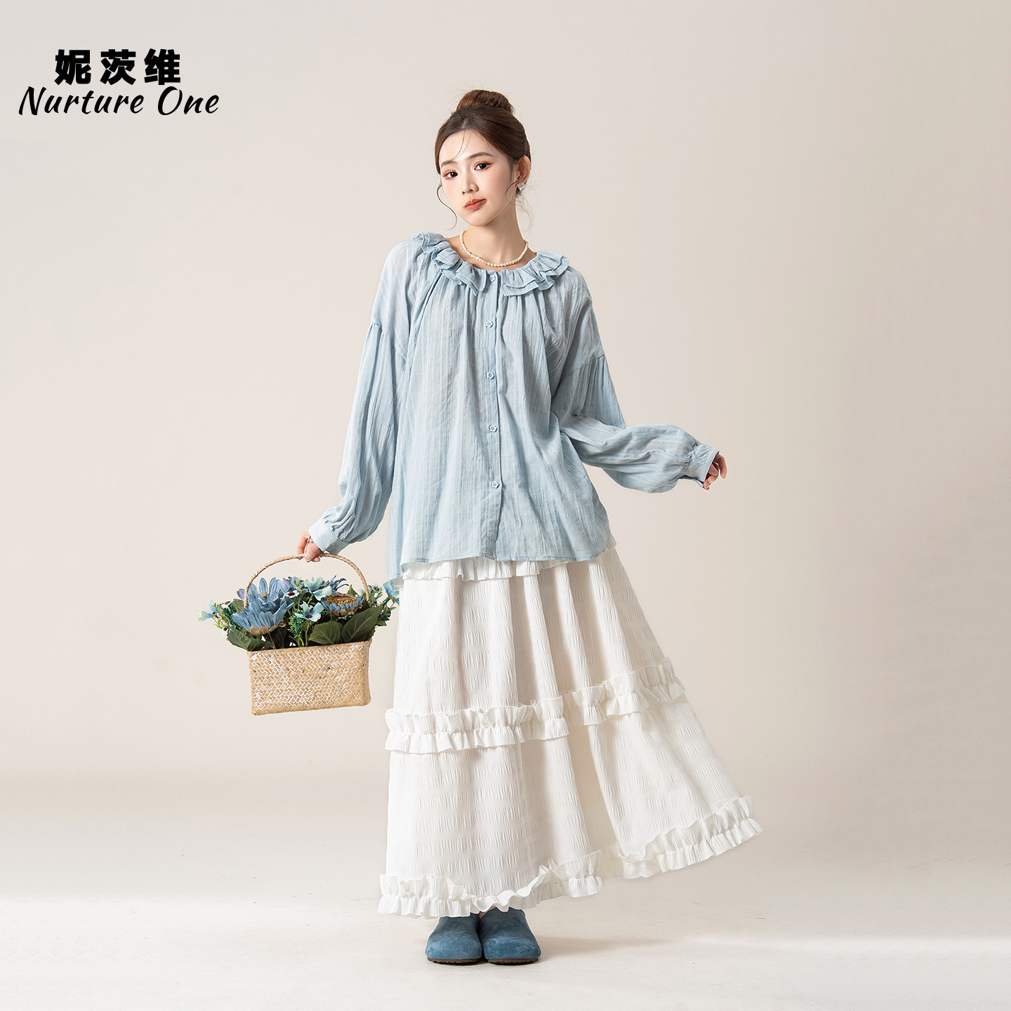 妮茨维【2.1 20:00春季新品】前4小时6折 限50件！浅蓝褶边,女装/女士精品,衬衫,淘宝优惠券,粉丝福利购,淘宝优惠卷