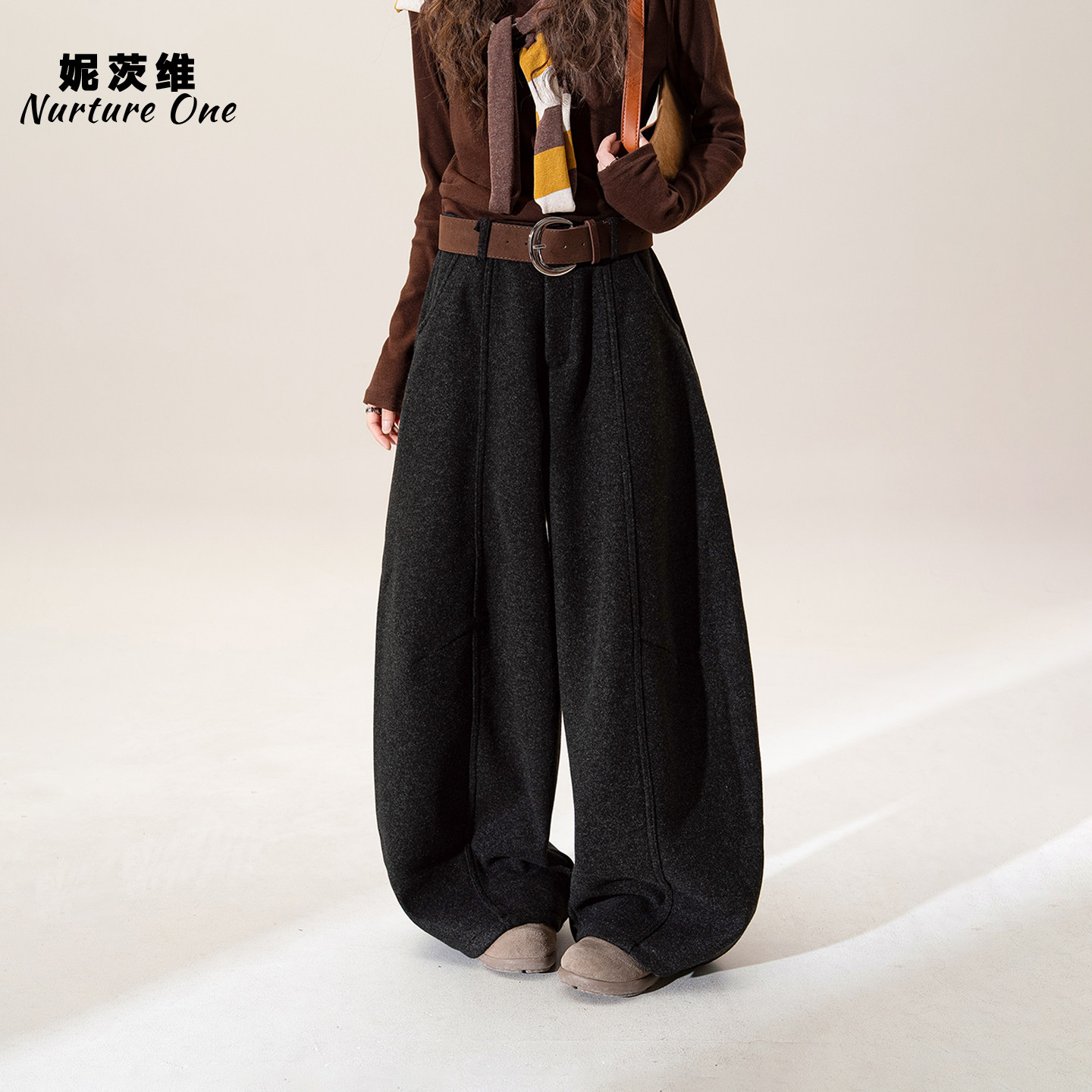 灰色宽松直筒镰刀裤女冬季新款高腰显瘦垂感加绒阔腿弯刀休闲裤子,女装/女士精品,休闲裤,淘宝优惠券,粉丝福利购,淘宝优惠卷