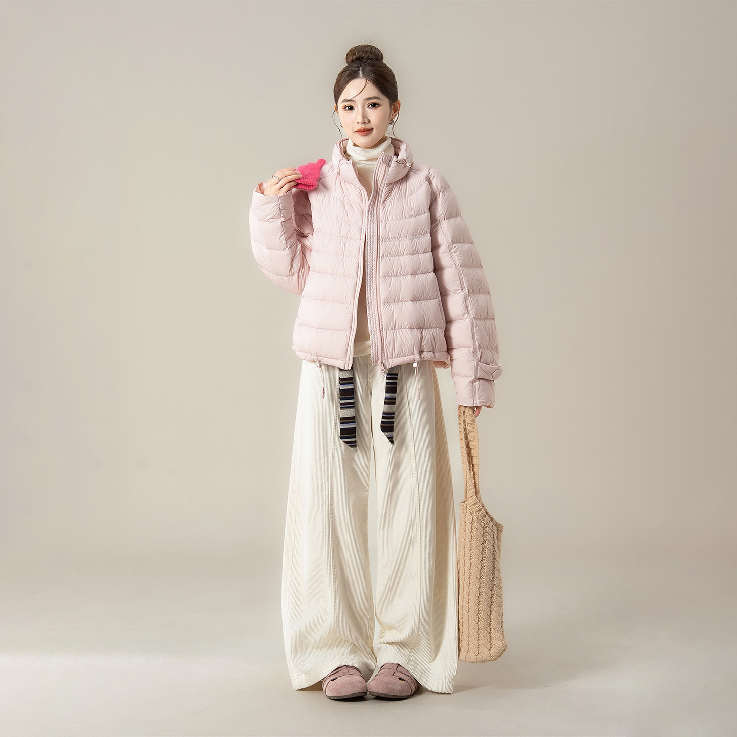 粉色立领排骨羽绒服女冬季新款宽松百搭90白鸭绒抽绳保暖短款外套,女装/女士精品,羽绒服,淘宝优惠券,粉丝福利购,淘宝优惠卷