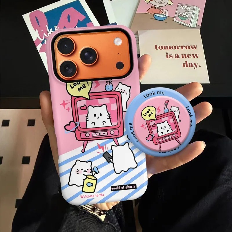 新款电视机猫咪磁吸磨砂适用iPhone17ProMax手机壳16苹果air华为mate70pura80+保护套15支架oppo软胶小米vivo