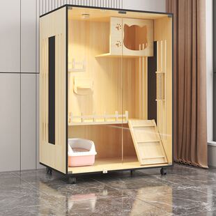 猫屋猫别墅家用实木超大自由空间室内两层猫柜猫咪豪华猫舍猫笼子