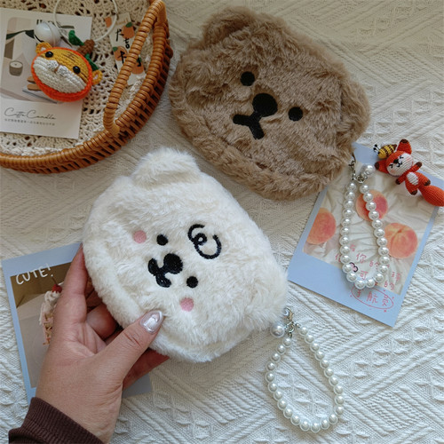 毛绒小熊零钱包口红耳机收纳包