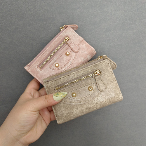 小众设计短款复古皮夹女钱包