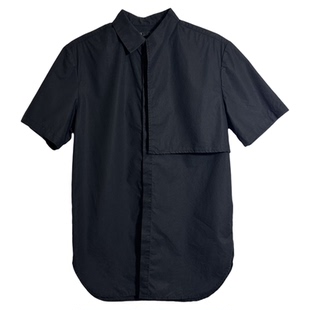 圣迪男式 宽松显瘦通勤抗皱透气不规则剪裁衬衣0419 全棉短袖