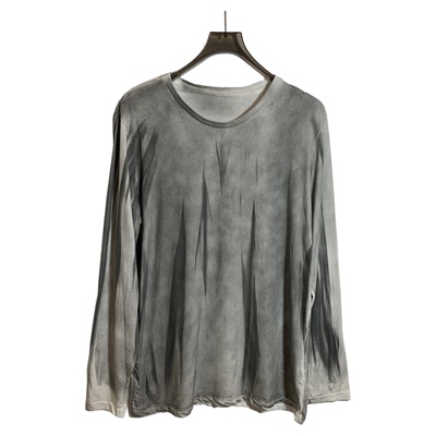 男式圆领水墨晕染全棉长袖T恤